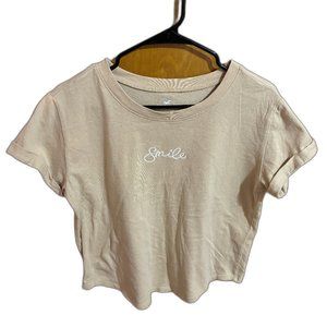Hollister “Smile” Embroidered Boxed‎ Shirt Cuffed Sleeves